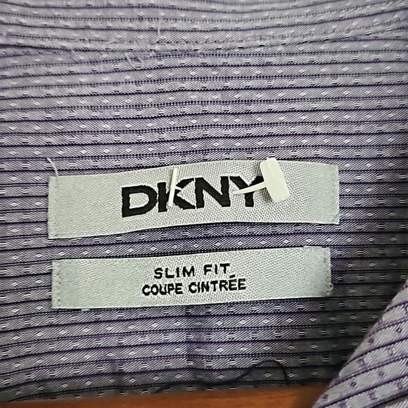 DKNY Men's Slim Fit Long Sleeves Button-Down Cotton Shirt Lavender 15- 32/33 - Picture 5 of 16